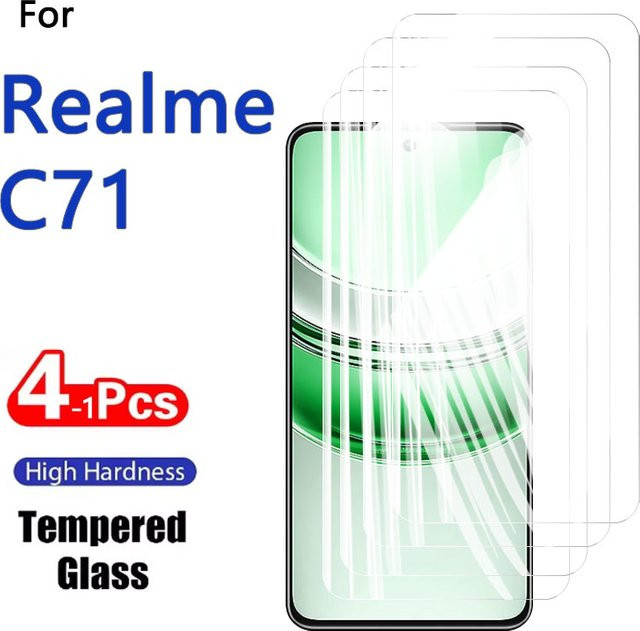 Displayschutzfolie aus gehärtetem Glas für Realme C71, 6,67 Zoll, transparent, kratzfest und fingerabdruckarm, 1–4 Stück - Bild 1