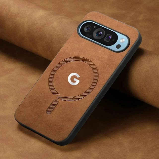 Schlanke Leder-Schutzhülle für Google Pixel 10, 9 Pro XL, 9 Pro, 8 und 7a Pro in Braun mit Magnetischem Laden und Anti-Drop Schutz - Bild 1