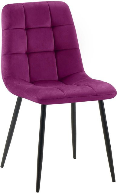 DELUKE Esszimmerstuhl FANOR aus Samt in Lila, B/T/H: 45 x 55 x 84 cm - Bild 1