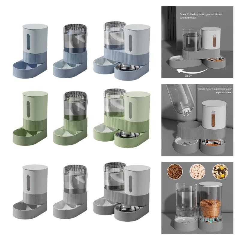 Mixingtime Automatisches Nachfüll-Set für Haustiere mit herausnehmbarer Edelstahlschale und kippsicherer Basis in Grün - Bild 4