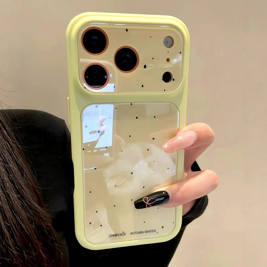 Ink-Wash Polka Dots Silikon-Soft-Bumper-Hülle für Apple iPhone 17 Pro Max, 16, 15 Pro, 14, 13 in Gelb mit großem Fenster und KI-Kamera-Steuerungstastenabdeckung - Bild 1