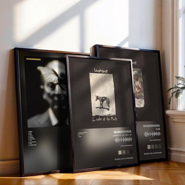 Wunderhorse Musik Album Cover Leinwand Poster in Black2, B: 21 cm, H: 30 cm - Bild 1