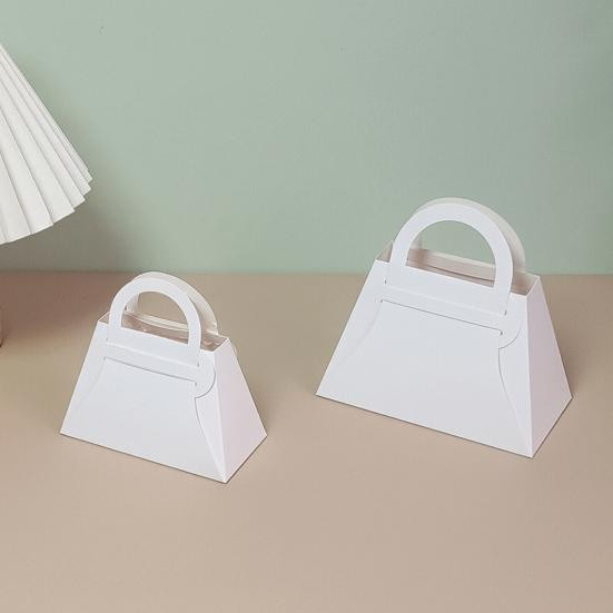 12 Stück Handtaschenförmige Geschenkboxen aus Papier von Amusedly in Weiß mit Bändern für Süßigkeiten und Desserts - Bild 2