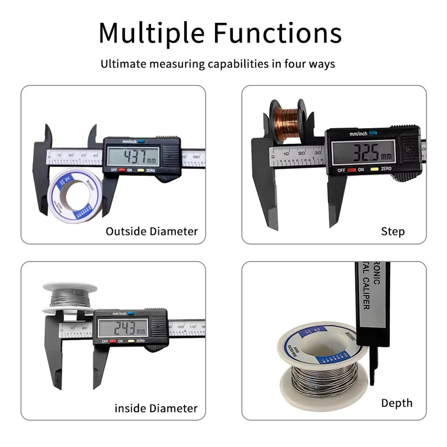 TTAKA7 Digitaler Messschieber mit Kohlefaser-Zifferblatt, Elektronisches Mikrometer und Digitales Lineal, 150mm und 100mm - Bild 2