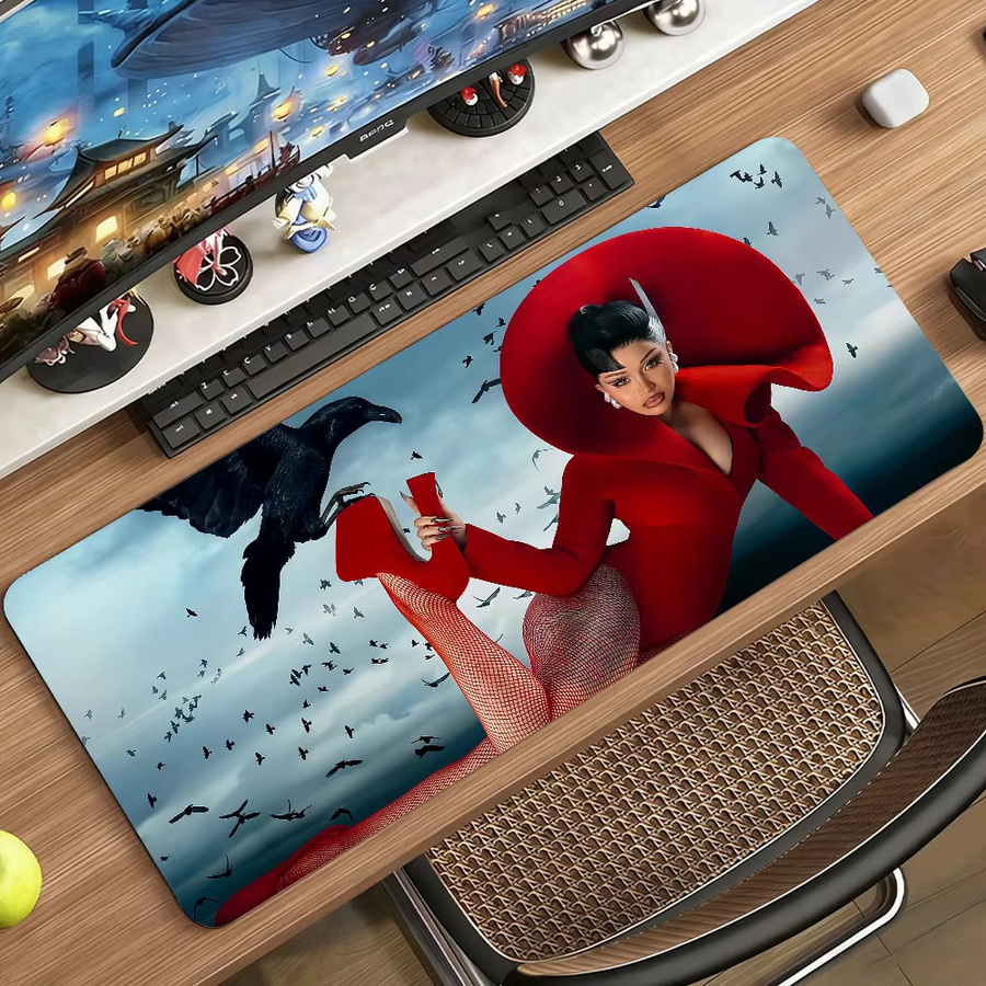 Großes Mauspad mit Cardi B Motiv in Multicolour, rutschfest und wasserdicht mit genähtem Rand für Gaming, Büro und Alltag - Bild 5
