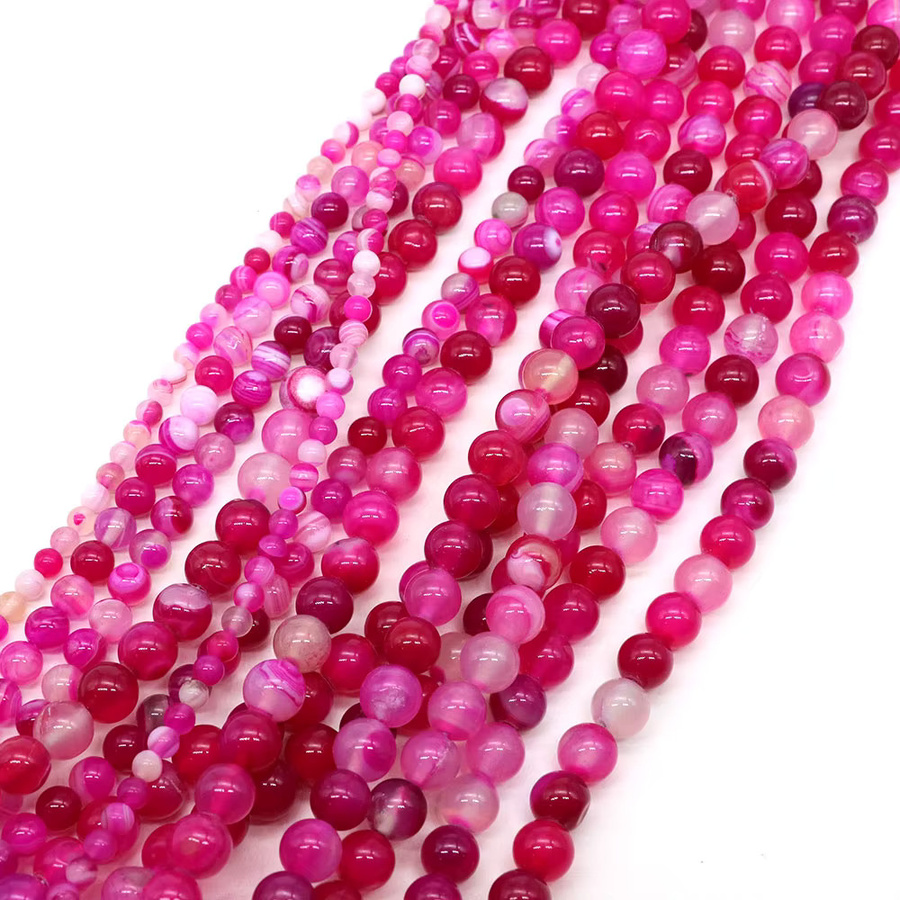 Achat Perle, Rosa Gestreift, Rund, 4/6/8/10mm, Unisex - Bild 4