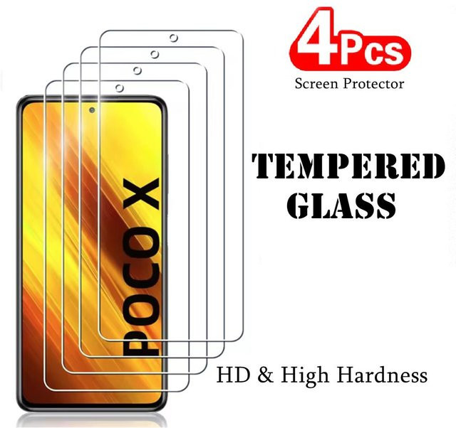 4 Stück Vollbild-Schutzfolien aus gehärtetem Glas für Xiaomi Poco X8 Pro Max X7 X6 F8 F7 Ultra F6 Pro, transparent - Bild 1