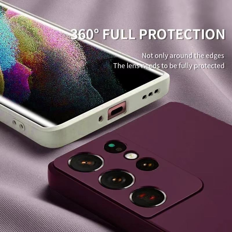 Stoßfeste Flüssigsilikonhülle aus weichem TPU für Samsung Galaxy S25 Edge, S24 FE, S23, S22 und S21 Ultra Plus in Blau und Lila - Bild 5
