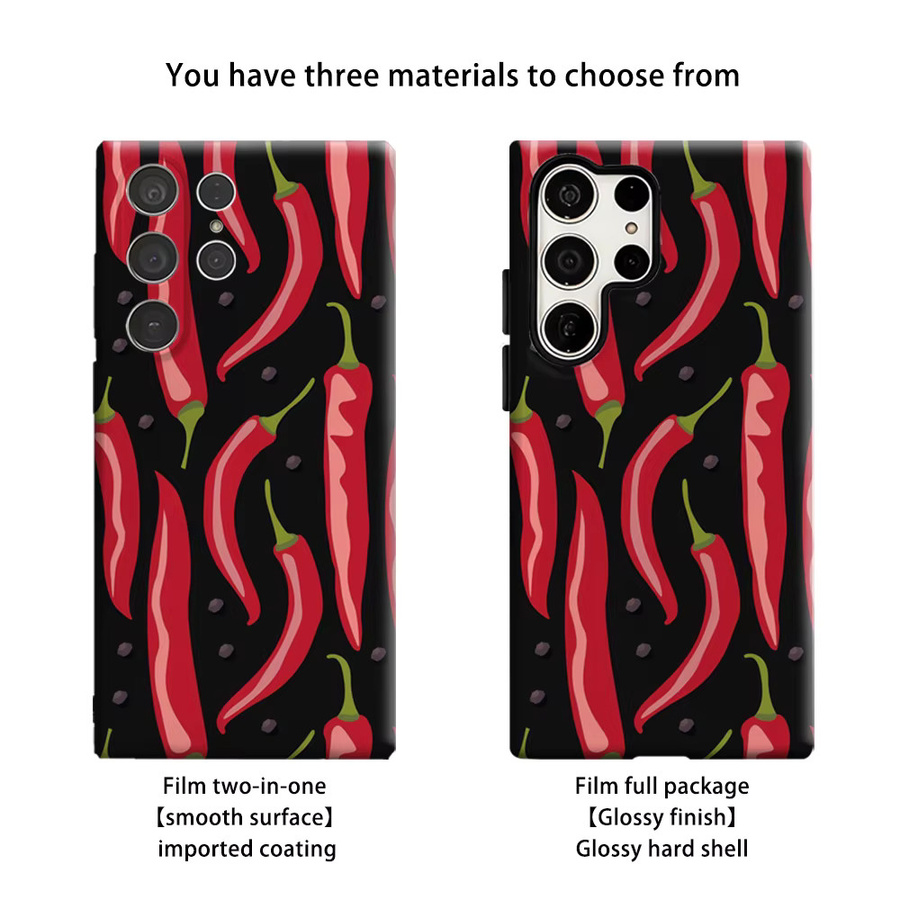 Stoßfeste Doppelschicht Handyhülle Würzige Chili-Pfeffer Fiesta für Samsung Galaxy S25 Ultra, S24, S23 Ultra und Plus in Multicolour - Bild 2