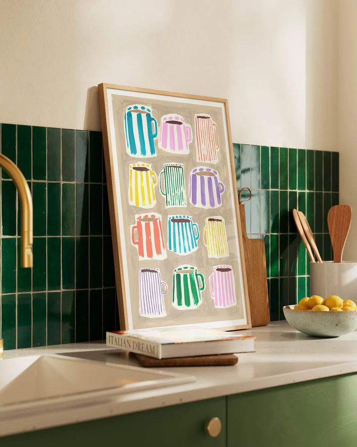 Abstrakter Kunstdruck Kaffeetassen Motiv als moderner Paper Poster in Multicolor von SHENCHEN - Bild 3