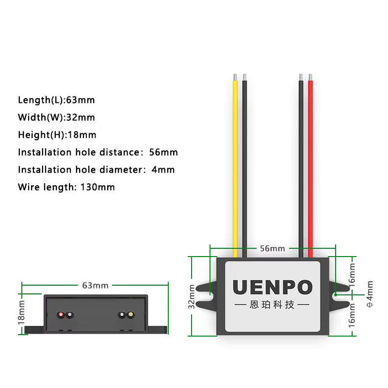 UENPO DC-DC-Spannungsregler 24V zu 24V Onboard-Modul wasserdicht, Farbe: Schwarz - Bild 3