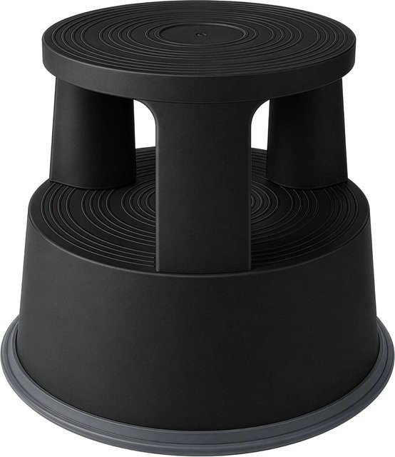 Floordirekt Rollhocker Elefantenfuß aus Kunststoff in Schwarz matt, B/T/H: 29,0 x 29,0 x 43,0 cm - Bild 2