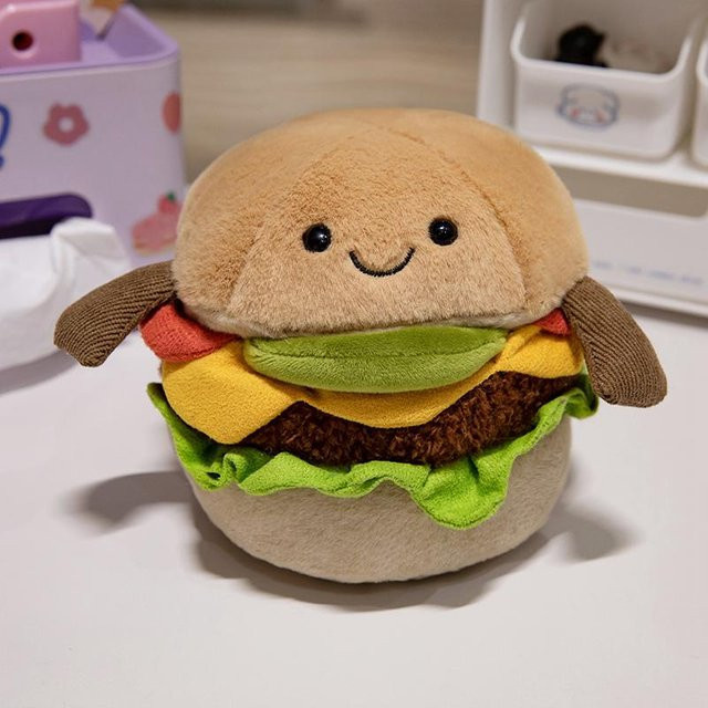 Binchi Keji Travel Cartoon-Hamburger-Plüschtier, 15 cm, braun, ab 3 Jahren - Bild 1