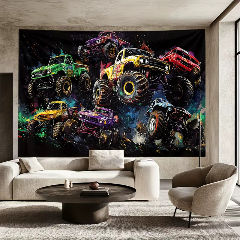 VIKAMA Wandteppich Off-Road Monster Truck, minimalistische Wanddekoration in Multicolour, B/H: 60 x 40 cm - Bild 2