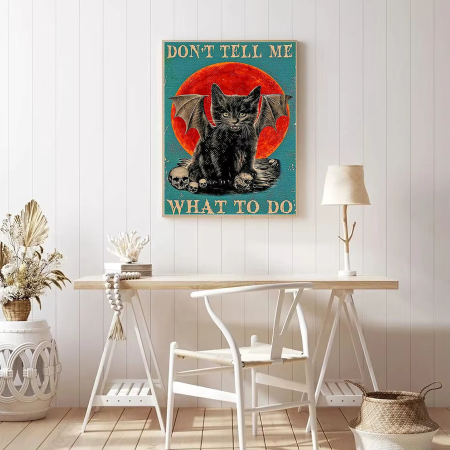 Potdemiel DIY Diamantmalerei Set Katze im Vintage-Stil mit runden Steinen, Multicolour, 5D Kreuzstich Kit zur Wanddekoration - Bild 3