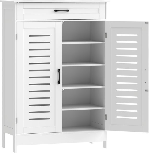 HOMCOM Schuhschrank Weiß mit Schublade und Lamellentüren für 20 Paar Schuhe, B/T/H: 78 x 37 x 115,8 cm - Bild 1