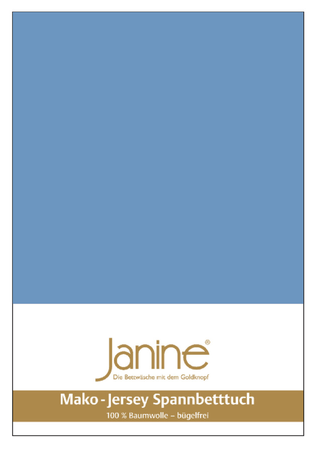 Janine Mako Jersey Spannbetttuch Bettlaken aus Baumwolle, Blau, B/T: 90 x 190 cm - Bild 1