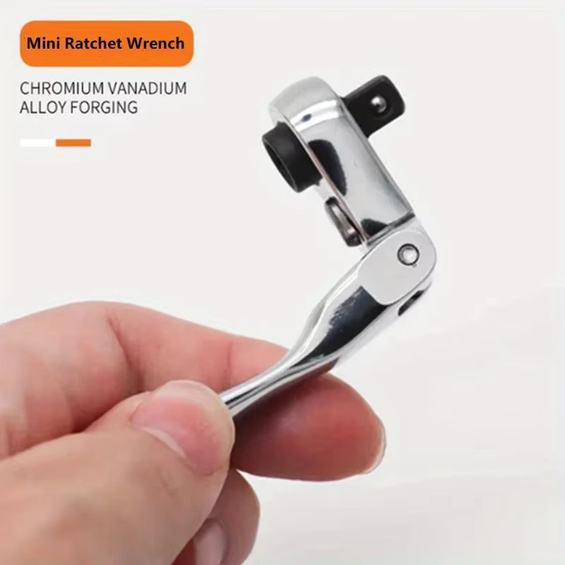 1/4 Zoll Mini-Ratschenschlüssel-Set mit 72 Zähnen, Steckschlüsselstange und 2-in-1-Doppelkopf-Schraubendreher in Silber - Bild 2