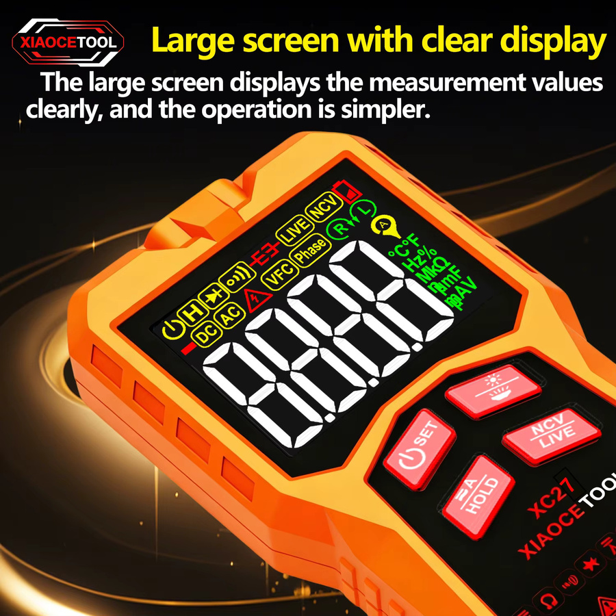XIAOCETOOL Digitales Multimeter mit Sprachausgabe, explosionsgeschütztes Mini-Multitester in Orange - Bild 5