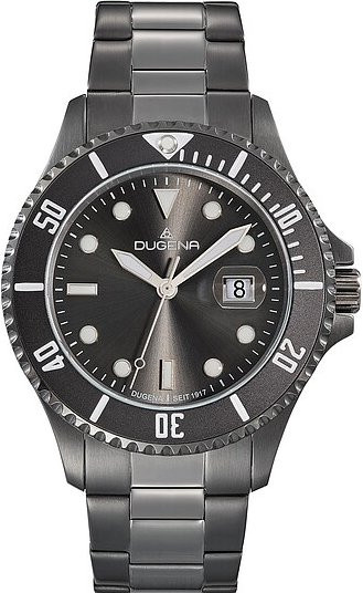 Dugena Herrenuhr Diver XL, Quarz, Edelstahl, 44 mm, Silber, Grau, 30 ATM - Bild 1