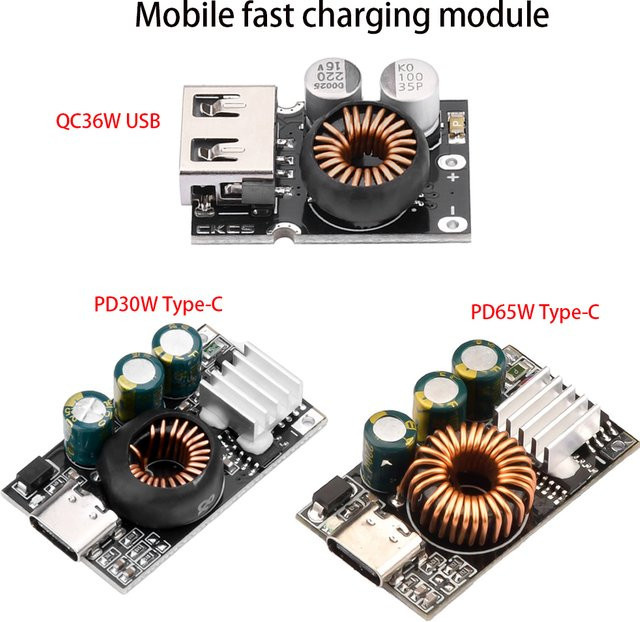 Gaqqee Schnelllademodul Buck-Konverter mit USB-C und USB für DC 10-30V, unterstützt PD3.0, QC3.0, PPS, FCP und AFC - Bild 1