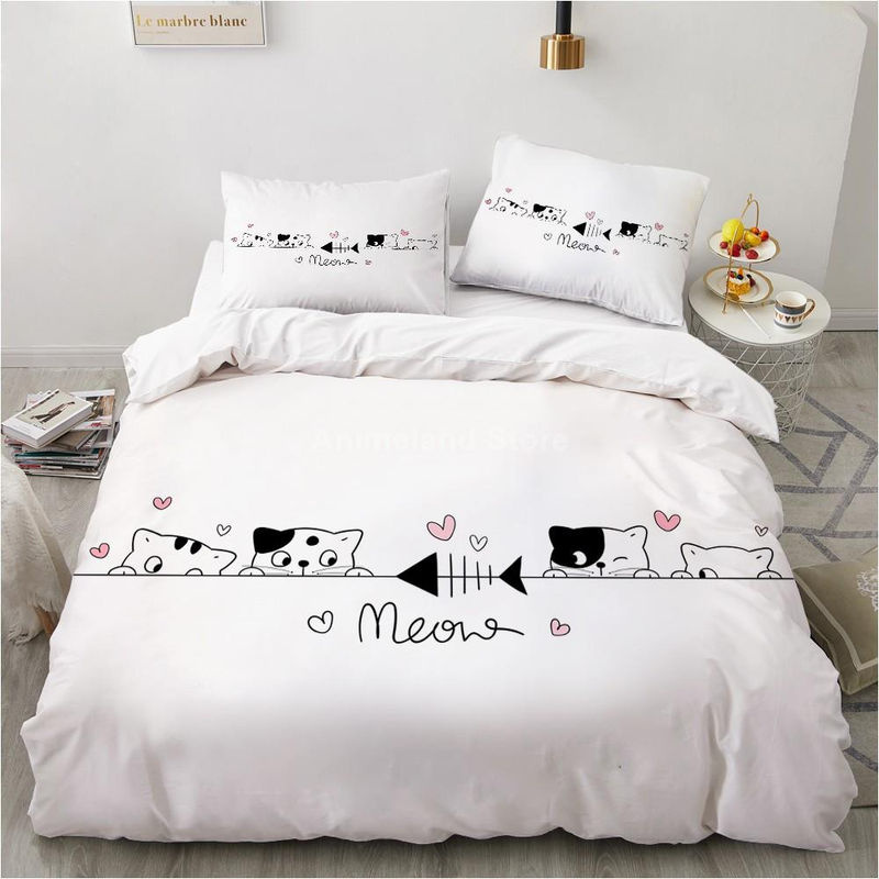 Binchi Bettwäsche Set Katzen Party 3D Design aus Mikrofaser, 3-teilig, Weiß, B/H: 140 x 200 cm - Bild 2