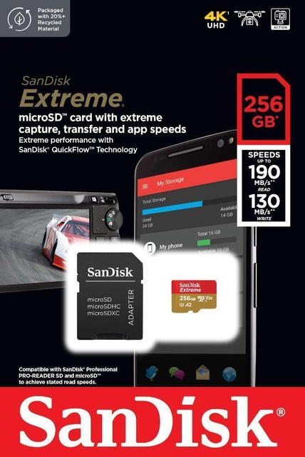 SanDisk Extreme microSDXC Speicherkarte 256GB mit SD-Adapter, V30, A2 - Bild 2