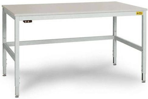 Manuflex LC3058.7035 CANTOLAB ESD-Arbeitstisch mit Melaminplatte, höhenverstellbar, Lichtgrau, B/T/H: 150 x 80 x 75,2-95,2 cm - Bild 1
