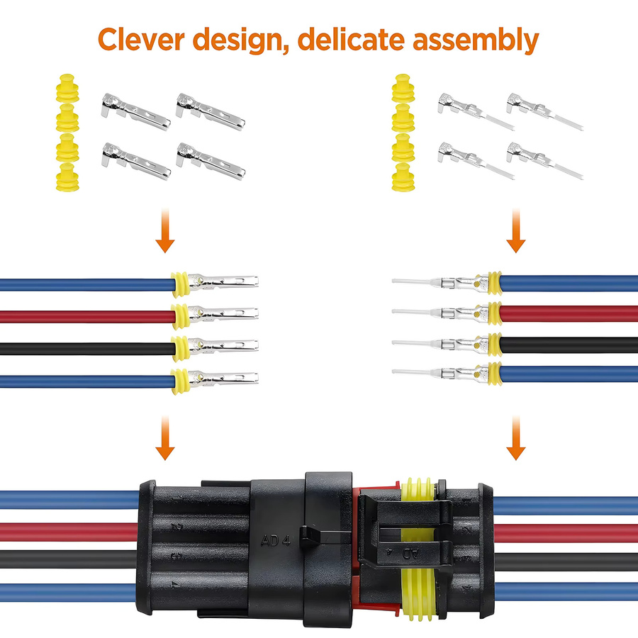 AMP Super Seal IP68 Wasserdichte Elektrische Automotive Drahtstecker in Schwarz - Bild 2