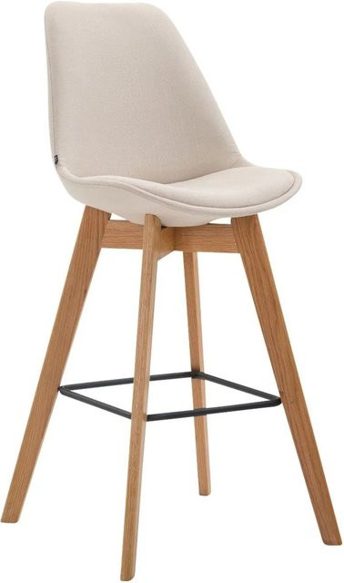 DELUKE Barhocker GIKAR Barstuhl mit Lehne in Creme Beige B/T/H: 48 x 56 x 112 cm - Bild 1
