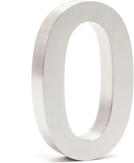 Wiltec Hausnummer 0 aus Edelstahl in Silber für die Wandmontage im modernen 3D-Design - Bild 1