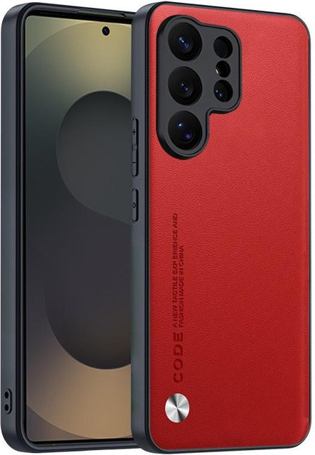 Stoßfeste Luxus PU-Leder Schutzhülle für Samsung Galaxy S26 Ultra, S25 und S24 Plus in Rot - Bild 1