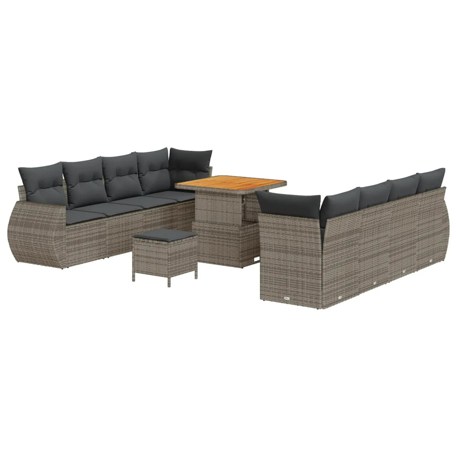 vidaXL Garten-Sofa-Set aus Poly-Rattan in Grau mit 11-teiligem L-Shape Arrangement und integriertem Stauraum - Bild 2