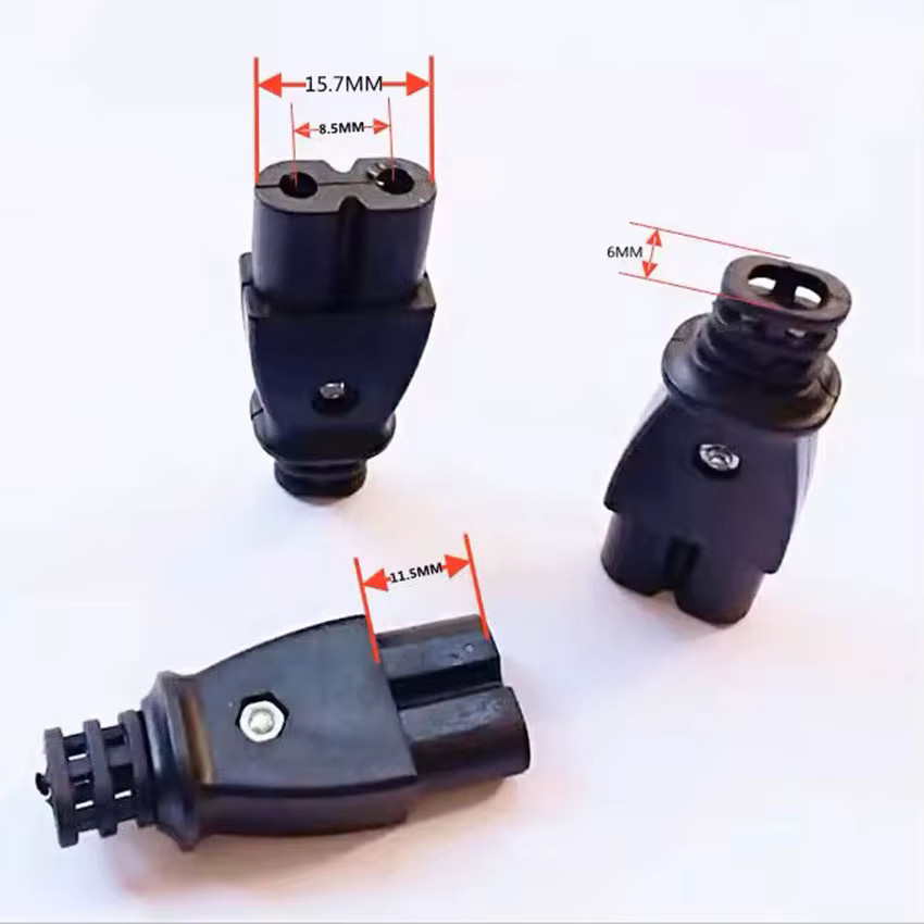 JCD C8 Steckdose auf C7 Stecker Elektrischer Verbinder Schwarz B: 3,5 cm, H: 1,5 cm, 250V AC - Bild 3