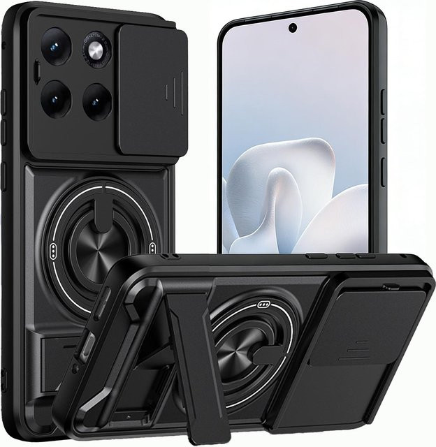 Stoßfeste TPU Schutzhülle für Motorola Edge 70 Fusion in Mattschwarz mit Schiebefach für Kameraschutz - Bild 1