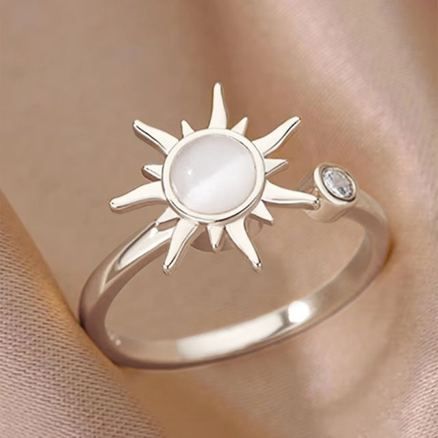 Huitan Ring, Imitation Opal, CZ-Stein, goldfarben, Damen - Bild 1