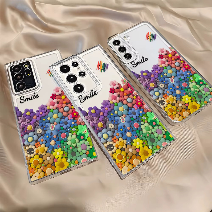 Stoßfeste Silikon Handyhülle mit Blumenmuster für Samsung Galaxy S25 Ultra, S24 Plus, S23, S22 und S20 FE, transparent - Bild 5