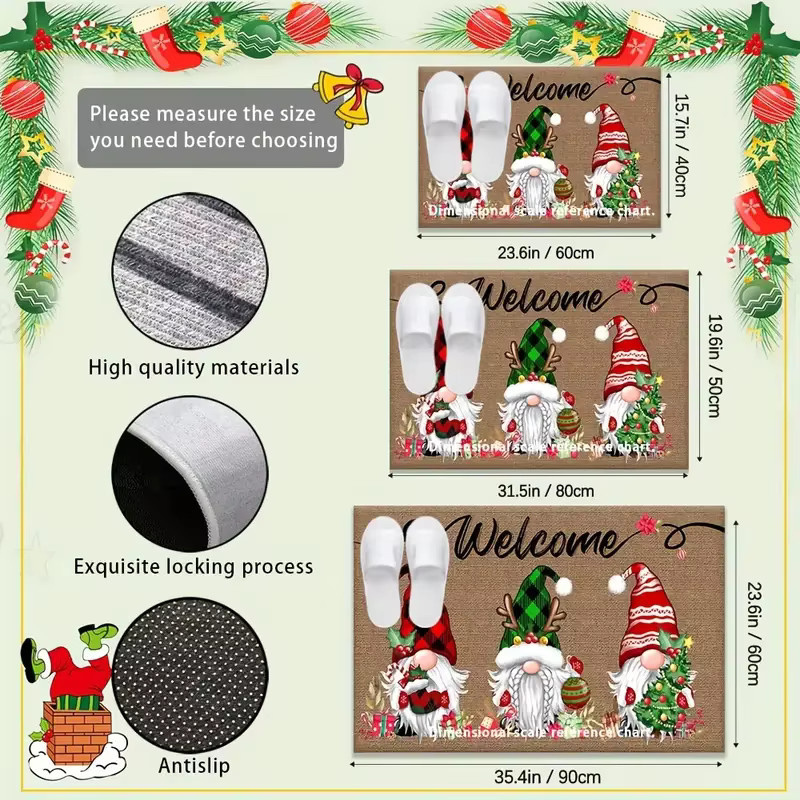 VIKAMA Weihnachtszwerg Cartoon Teppich in Multicolour für Badezimmer, Eingangsbereich und Wohnmobil, wasserabsorbierend und langlebig, B/T/H: 40 x 40 x 40 cm - Bild 5