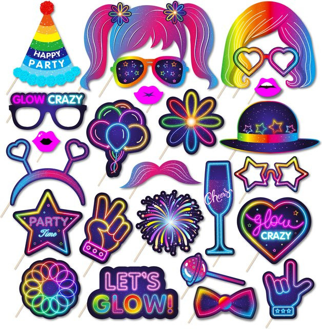 Glow Crazy Party Photo Booth Requisiten, Bunte Graffiti, DIY Foto Prop Dekor - Bild 1