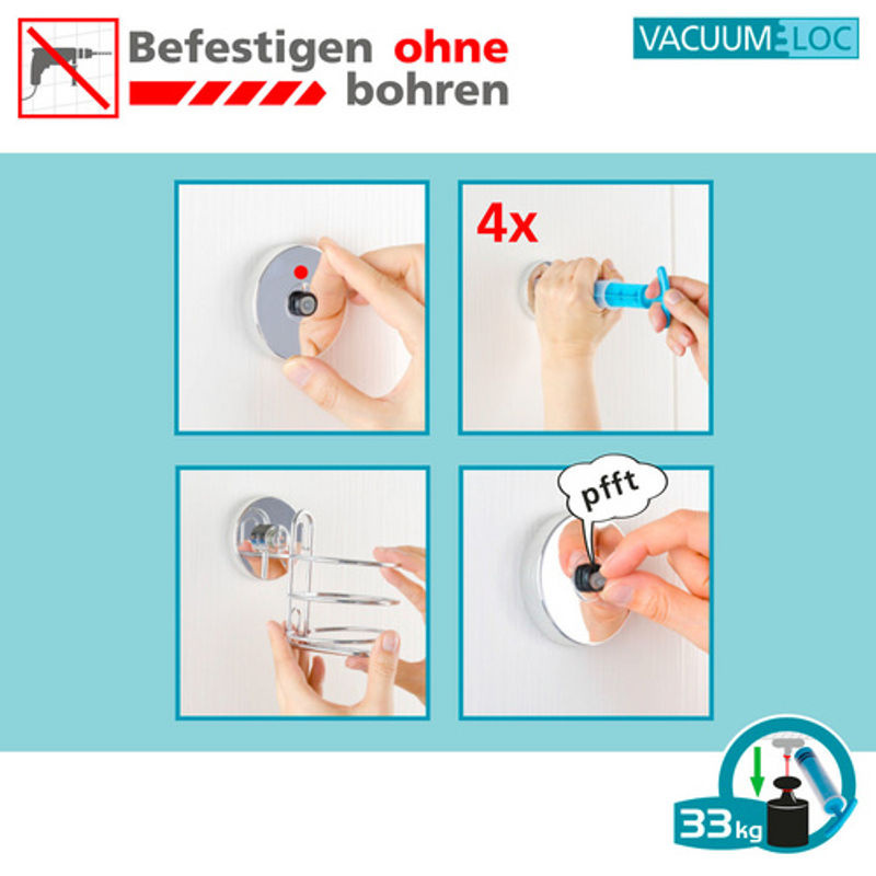 Wenko Vacuum-Loc Wandablage aus Stahl in Chrom und Silberfarben - Bild 2