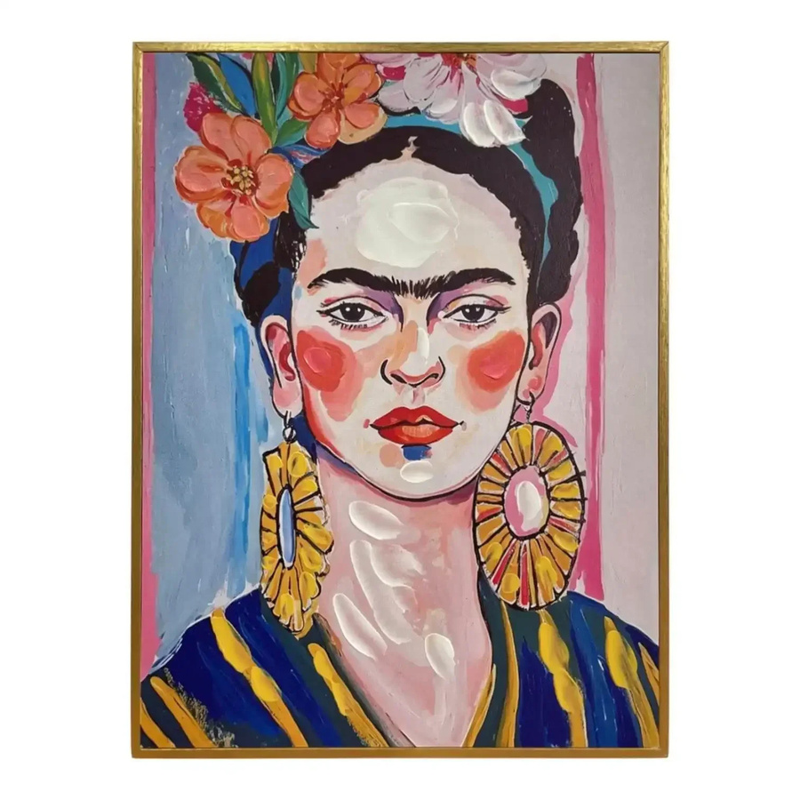 Mansion atmosphere Holzbild Frida Kahlo Two Farbenfrohes Frauenporträt Multicolour B: 30 cm, H: 40 cm - Bild 1