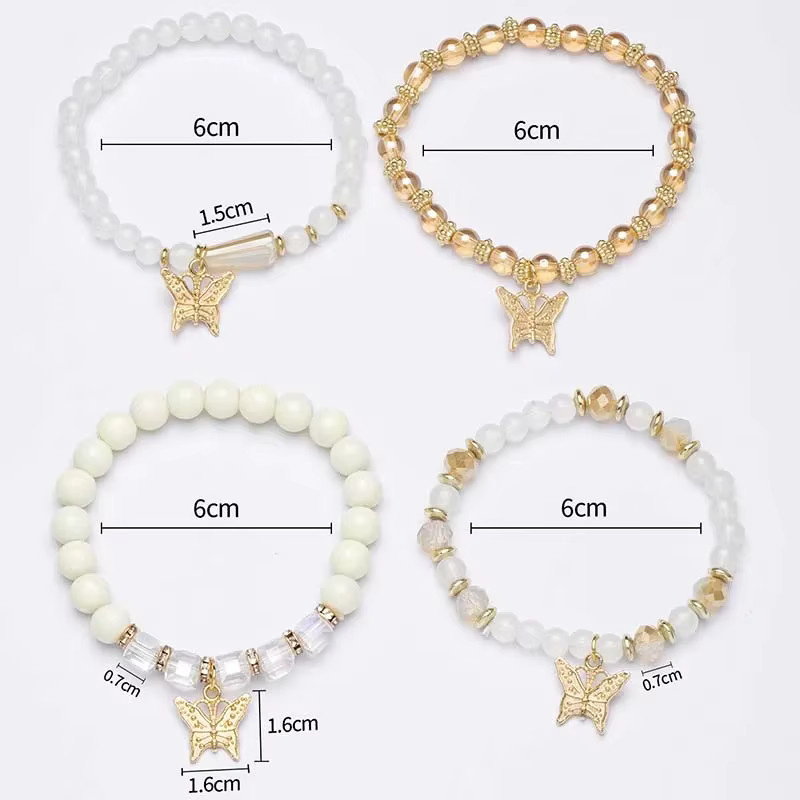 DAIPAN Armband Set, Schmetterling, Kristall, Perle, Gold, Damen - Bild 2