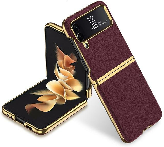 Rezzol Schutzhülle für Samsung Galaxy Z Flip 4 5G mit 3D Leder-Oberfläche in Rot - Bild 1