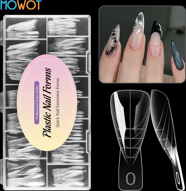 MOWOT Stiletto-Nagel-Dualformen, 150 Stück, transparent, wiederverwendbar - Bild 1