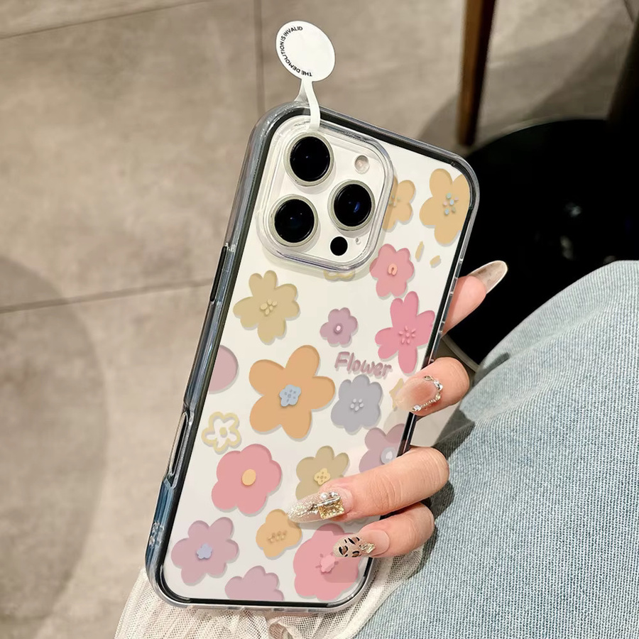Stoßfeste 2-in-1 Handyhülle mit Blumenmuster für Samsung S26 Ultra S25 A57 A36 A37 A56 A35 A16 A17 A26 A07 A06 A05 in Transparent Pink - Bild 4