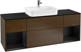 V&B Waschtischunterschrank Finion mit Wandbeleuchtung in Blau lackiert, Breite: 160 cm - Bild 1