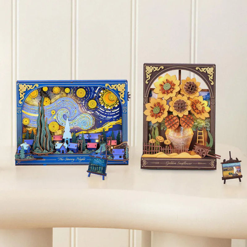 ROBOTIME Rowood Die Sternennacht 3D Holzpuzzle Wanddekoration in Mehrfarbig mit Wolken, Sternen und Mond - Bild 6