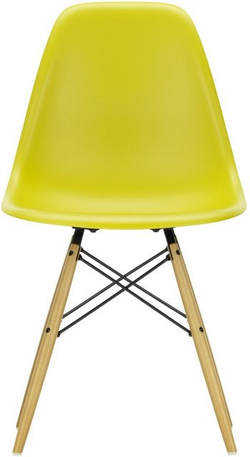 Vitra DSW Eames Plastic Side Chair in Gelb mit Holzgestell und mattem Kunststoff - Bild 1