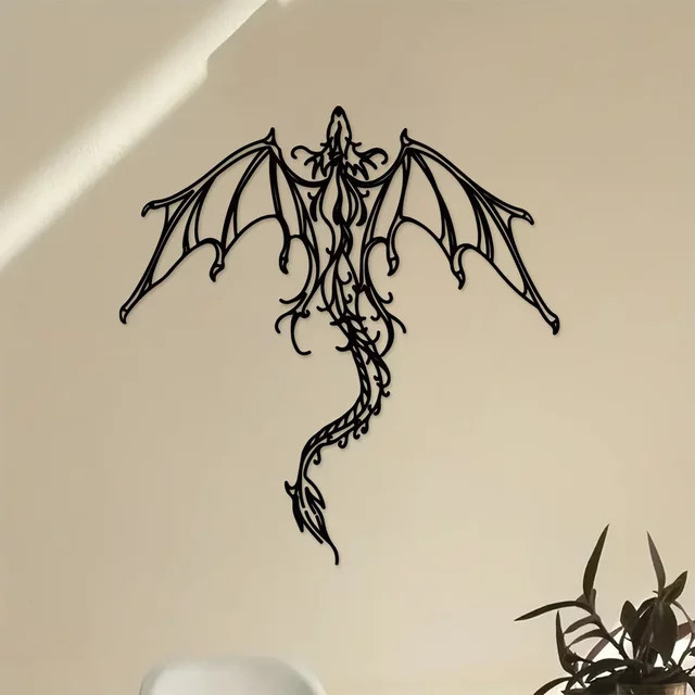 CIFBUY Wandkunst Drache aus Metall in Schwarz als Fantasy Dekoration für dein Zuhause - Bild 1