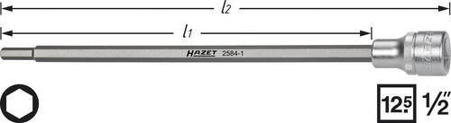 Hazet Saugrohr-Steckschlüsseleinsatz 2584-1 mit Innen-Sechskant 6 mm und 1/2 Zoll Aufnahme in Silber - Bild 1